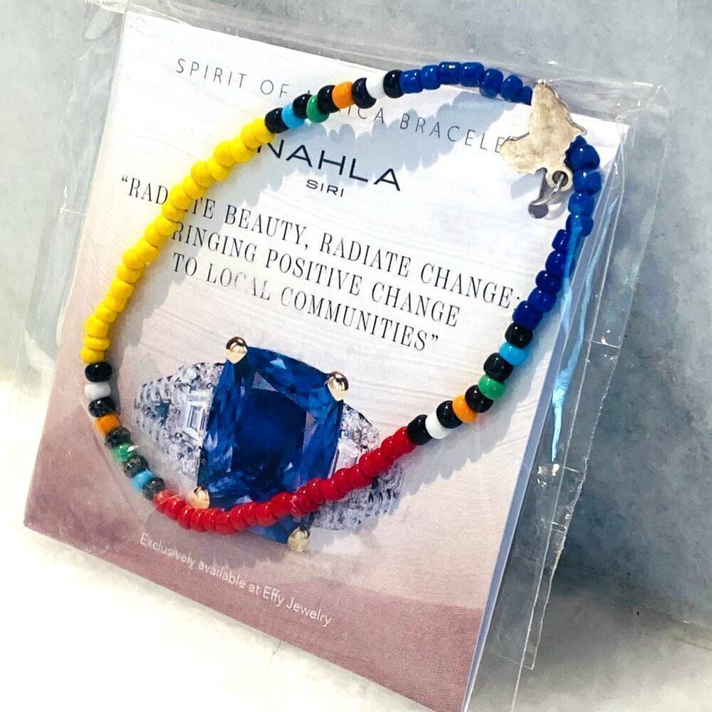 NWT Effy Spirit of Nala Beaded Multicolor Bracelet with Charm of Africa